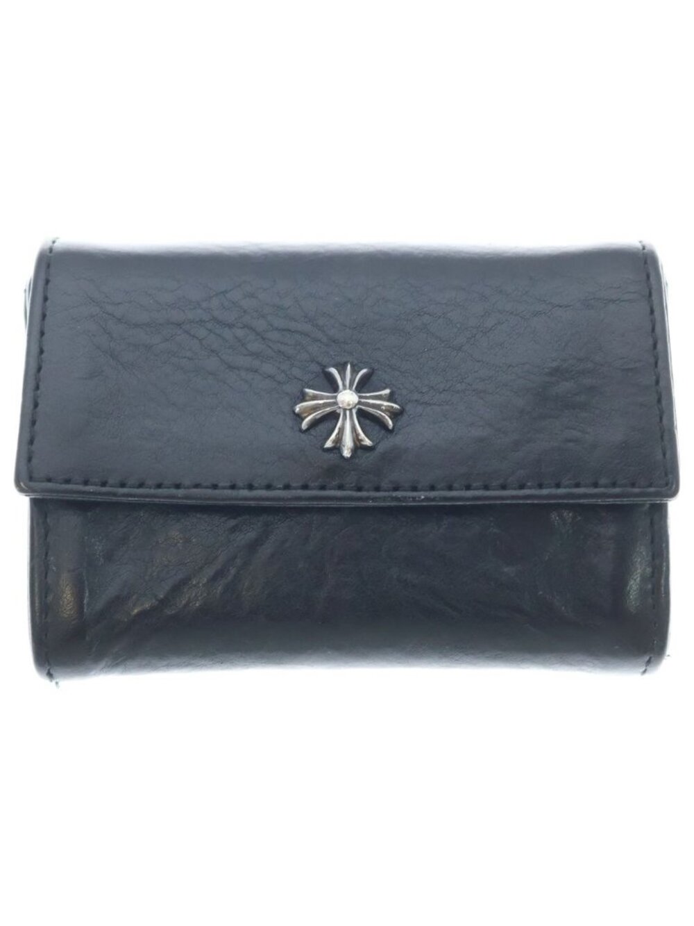 Chrome Hearts Tiny Wallet Leather CH Plus Button Black